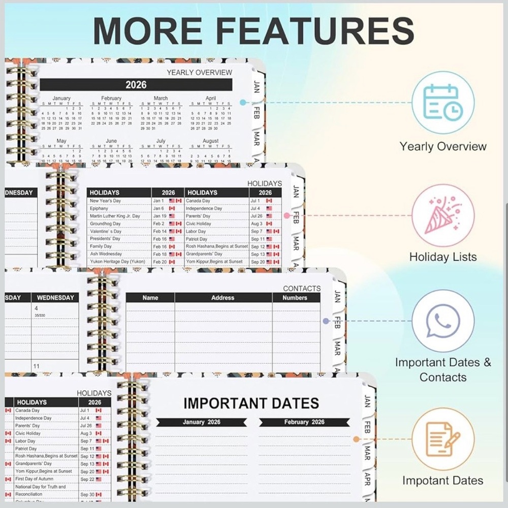 Timart 2026 Planner, January-December Weekly and Monthly (8.5" x11") - Picture 4 of 5